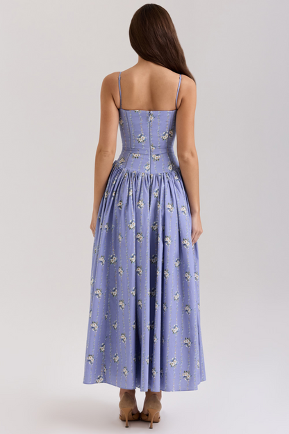LARINA | Chic Midi Kleid mit Korsett und Blumenprint