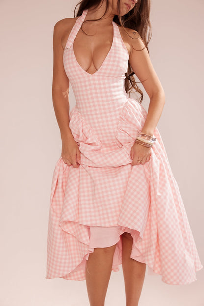 CHEYENNE | Luxuriöses Midi-Kleid mit Tiefem Ausschnitt