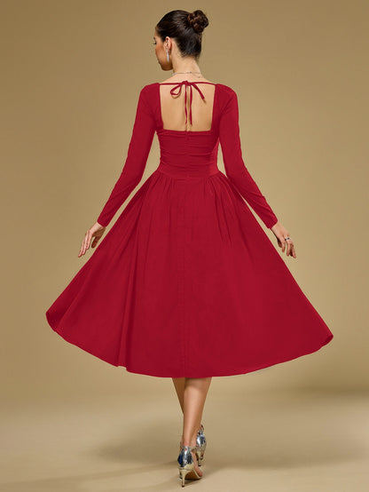 ANNA | Langarm A-Linien Midi Kleid