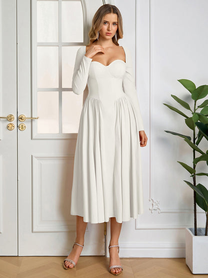 ANNA | Langarm A-Linien Midi Kleid