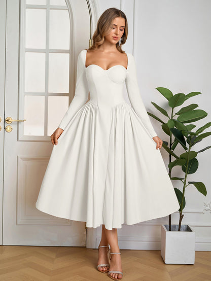 ANNA | Langarm A-Linien Midi Kleid