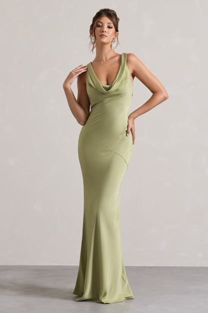 LENA | Minimalistisches Maxi Kleid mit Drapiertem Ausschnitt