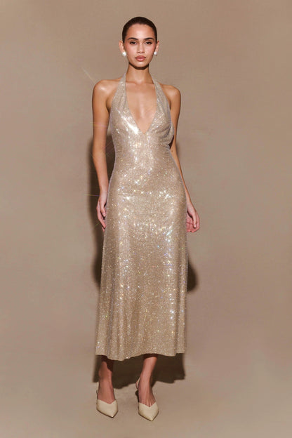 MEGAN | Pailletten-Halterkleid