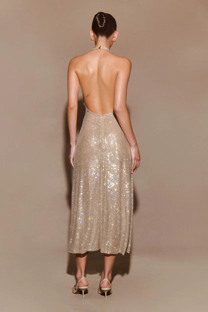 MEGAN | Pailletten-Halterkleid
