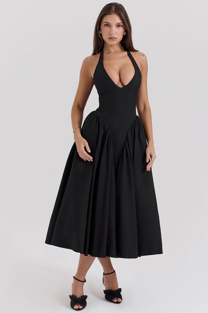 CHEYENNE | Luxuriöses Midi-Kleid mit Tiefem Ausschnitt