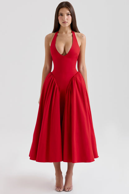 CHEYENNE | Luxuriöses Midi-Kleid mit Tiefem Ausschnitt