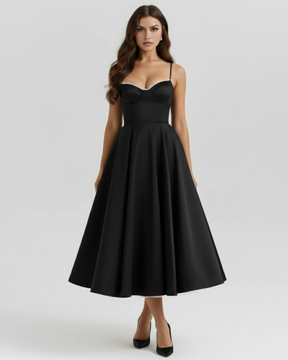 SELENE | Anmutiges Midikleid mit Feinen Trägern