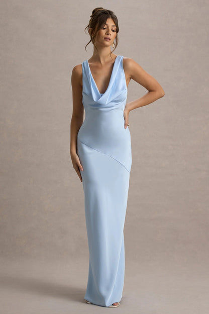 LENA | Minimalistisches Maxi Kleid mit Drapiertem Ausschnitt