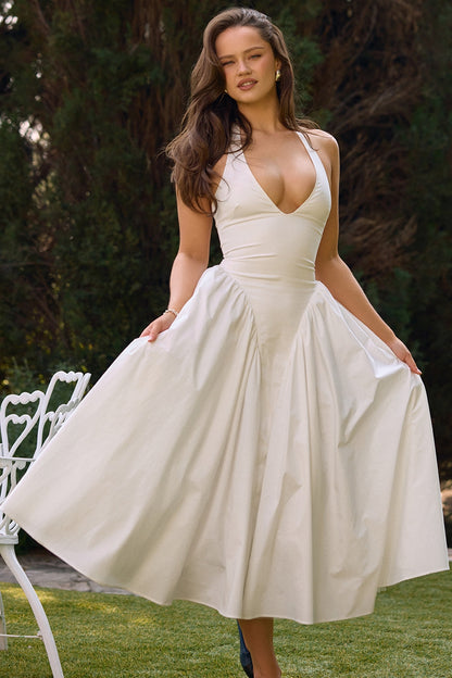 CHEYENNE | Luxuriöses Midi-Kleid mit Tiefem Ausschnitt
