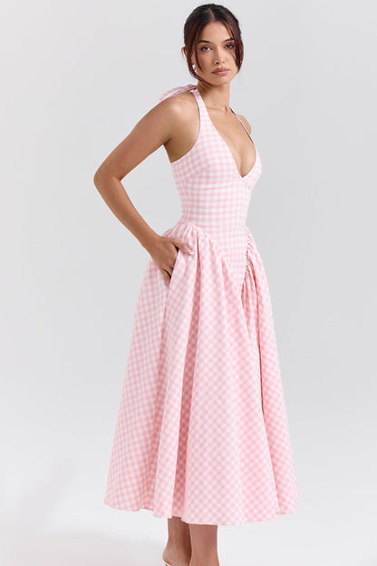 CHEYENNE | Luxuriöses Midi-Kleid mit Tiefem Ausschnitt