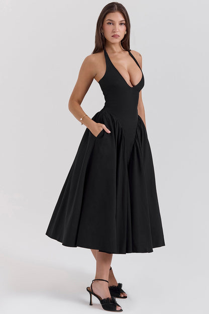 CHEYENNE | Luxuriöses Midi-Kleid mit Tiefem Ausschnitt