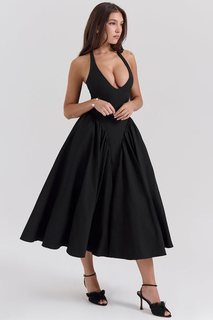 CHEYENNE | Luxuriöses Midi-Kleid mit Tiefem Ausschnitt