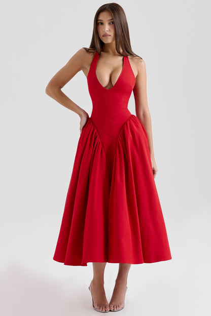 CHEYENNE | Luxuriöses Midi-Kleid mit Tiefem Ausschnitt
