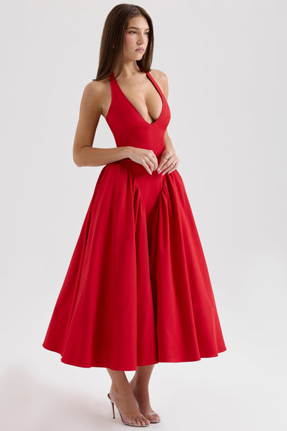CHEYENNE | Luxuriöses Midi-Kleid mit Tiefem Ausschnitt