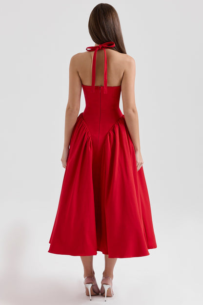 CHEYENNE | Luxuriöses Midi-Kleid mit Tiefem Ausschnitt