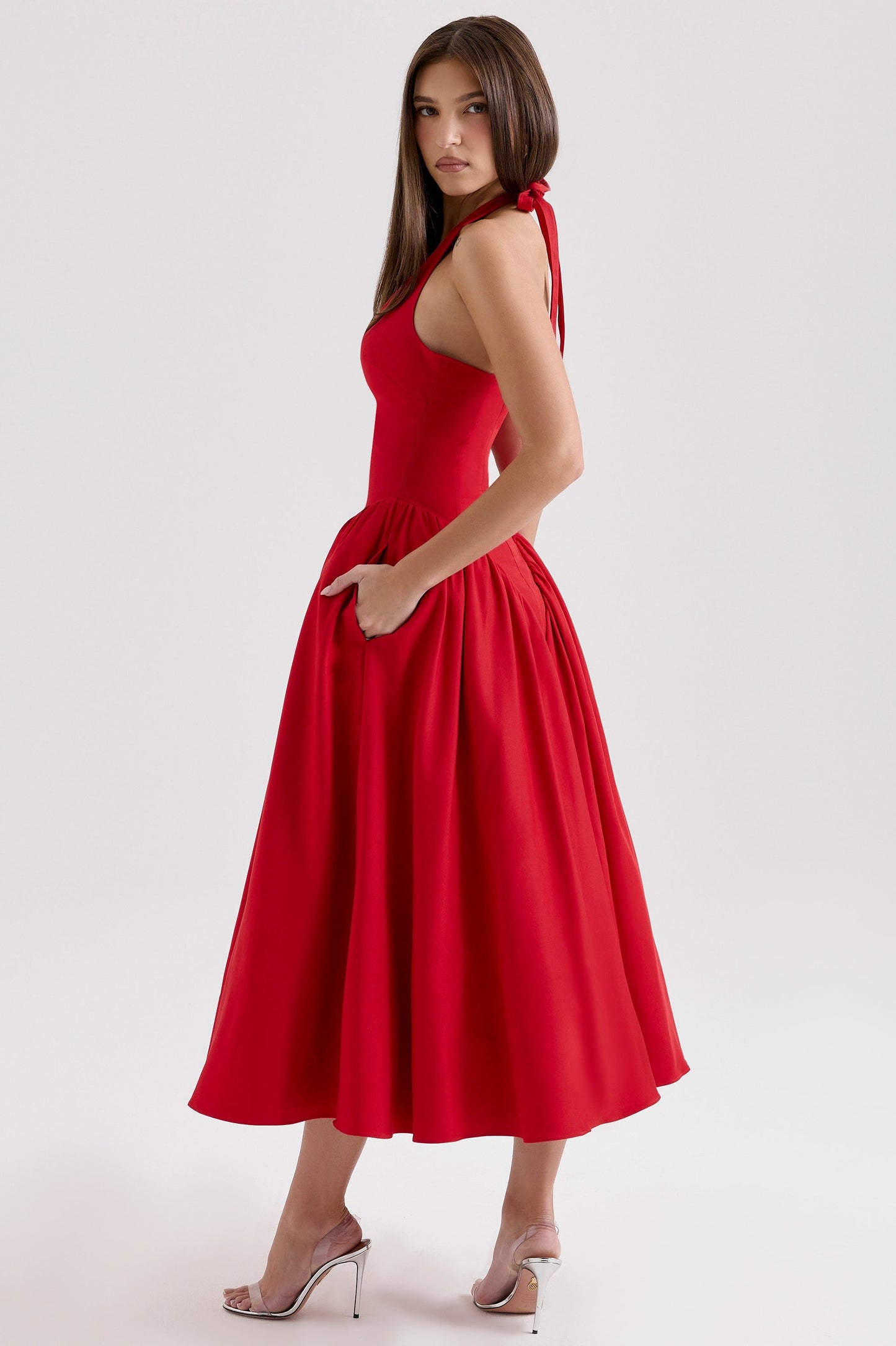 CHEYENNE | Luxuriöses Midi-Kleid mit Tiefem Ausschnitt