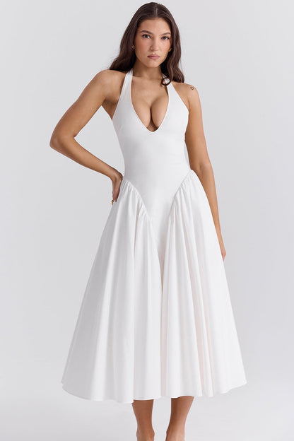 CHEYENNE | Luxuriöses Midi-Kleid mit Tiefem Ausschnitt