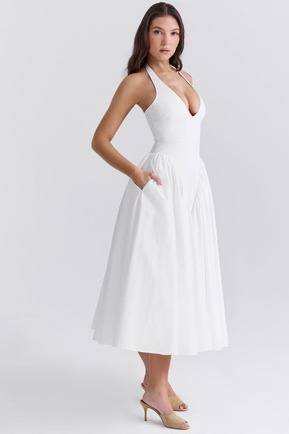 CHEYENNE | Luxuriöses Midi-Kleid mit Tiefem Ausschnitt